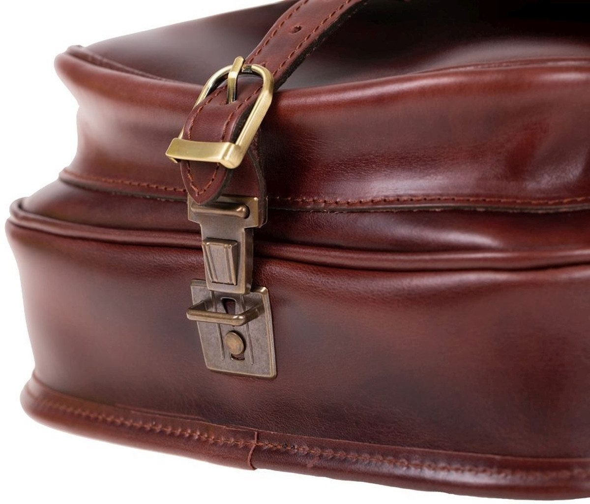 Mika Handtasche Damentasche Allison Sattelleder 26x12x20cm braun