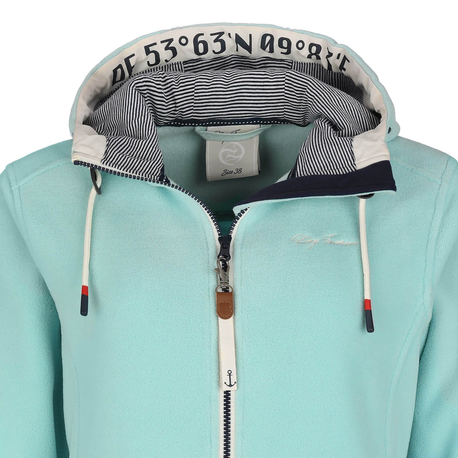 Dry Fashion Fleecejacke Norden Damen Jacke Fleece Windabweisend - Übergangsjacke mit Kapuze Verstellbare Kapuze, 2-Wege-Reißverschluss, Reißverschluss-Taschen