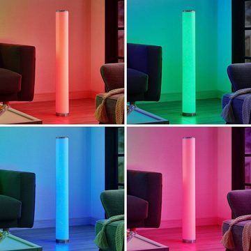 Lindby LED Stehlampe Zurani, dimmbar, LED-Leuchtmittel fest verbaut, Farbwechsel RGB + weiß, Modern, Polypropylen-Folie, Kunststoff, weiß, chrom, 1 flammig, inkl.
