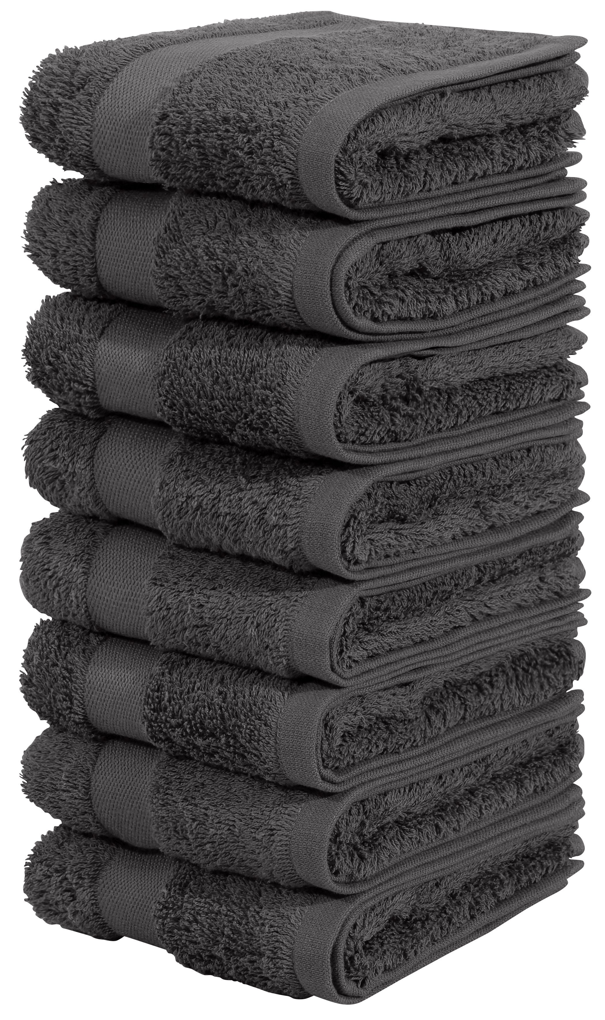 OTTO home Gästehandtücher Vanessa, 8 Gästehandtücher, 30x50cm, in Standard- und Premium-Qualität, Walkfrottee (Set, 8-St), Handtücher mit Bordüre, 100% Baumwolle, einfarbig, weich