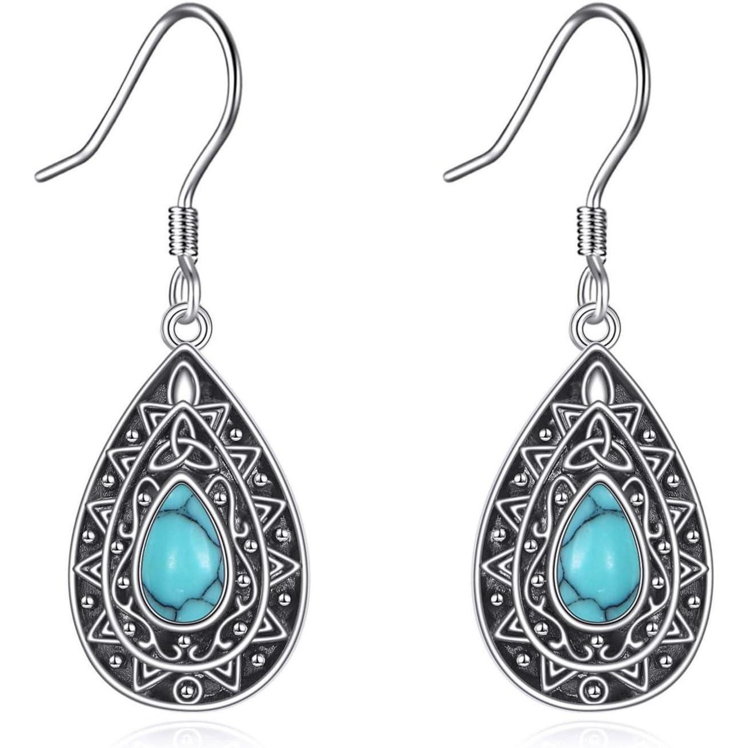 LuxusKollektion Schmuckset Ohrringe 925 Silber Abalone Hängend Boho Tropfen Damen Türkis