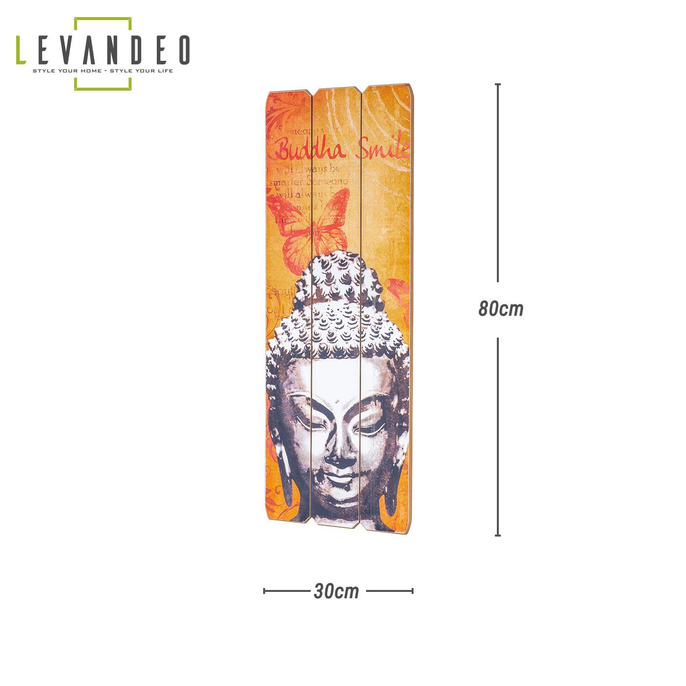 Levandeo® Holzbild, Buddha Wand Deko 30x80cm günstig online kaufen