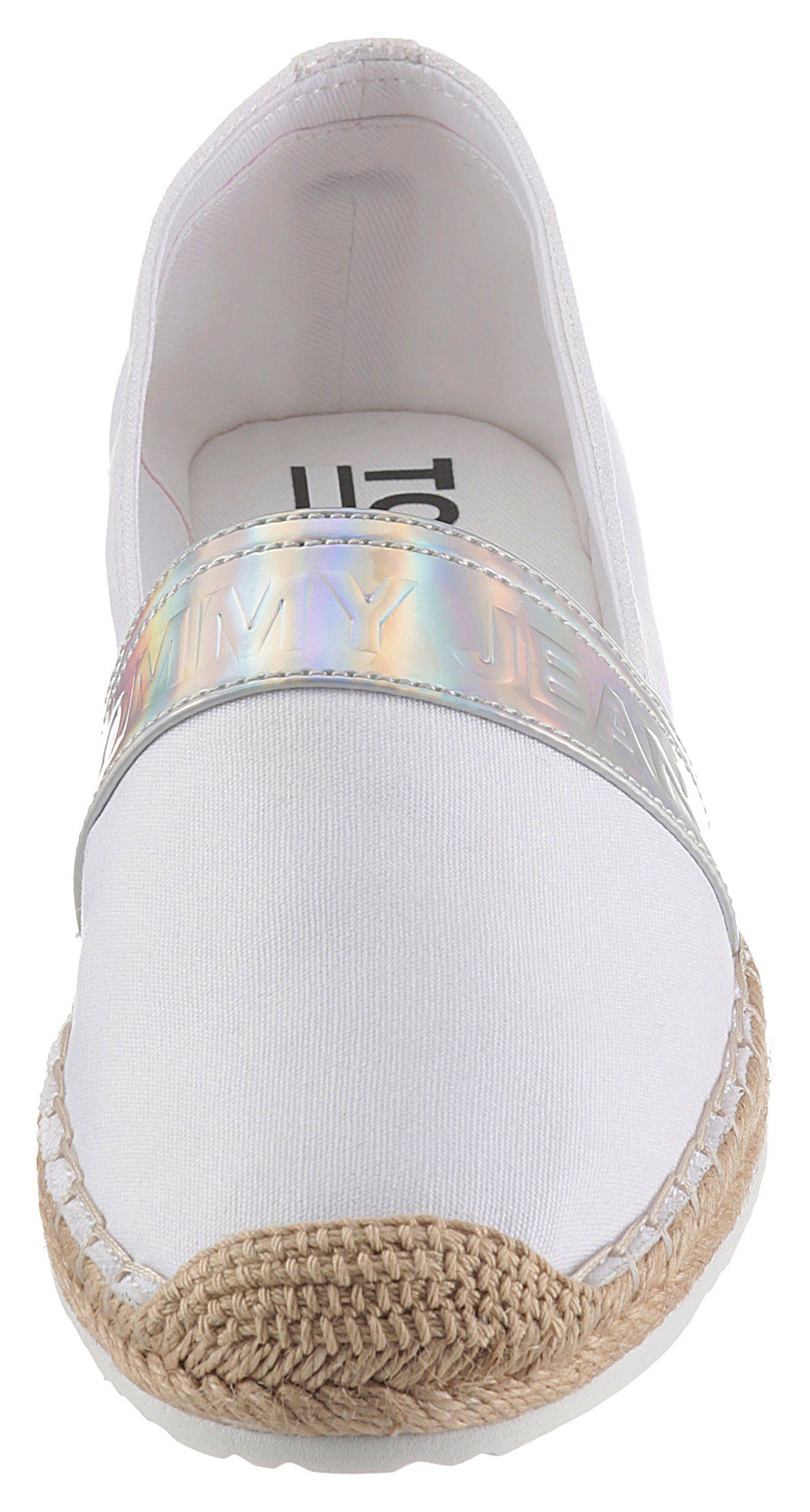 IRIDESCENT schmale Logoprägung, White Form ESPADRILLE mit Jeans Espadrille Tommy BRANDING