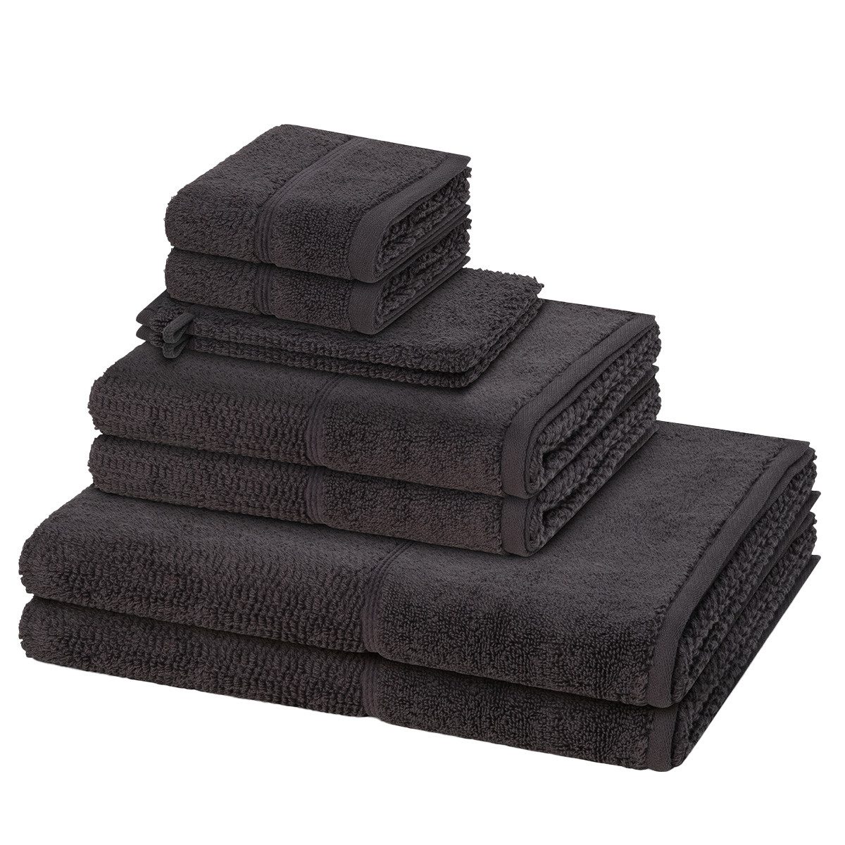 Möve for frottana Handtuch Set Pearl, Walkfrottee (Spar-Set, 8-St), 2 X Wasch- 2 X Gäste- 2 X Dusch- 2 X Handtuch im Set - Baumwolle