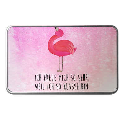 Mr. & Mrs. Panda Dose Flamingo Stolz - Aquarell Pink - Geschenk, Vorratsdose, Aufbewahrungs (1 St), Besonders glänzend