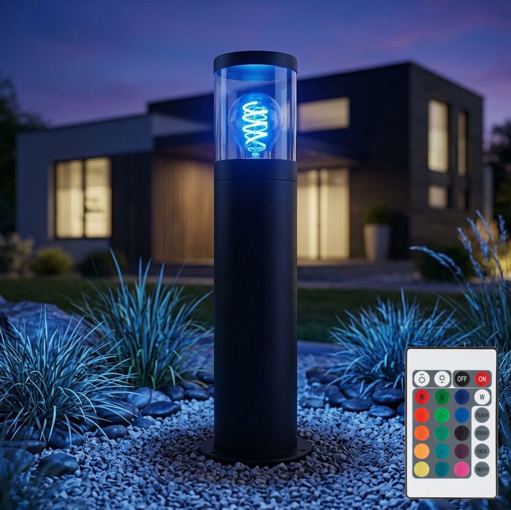 GLOBO LIGHTING LED Außen-Stehlampe, Leuchtmittel inklusive, Farbwechsel, Warmweiß, Außenstehlampe Gartenleuchte Wegelampe dimmbar Fernbedienung LED 50 cm