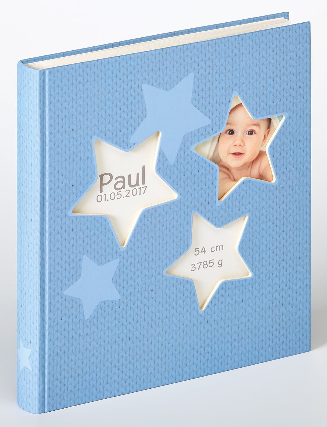 Walther Design Fotoalbum Babyalben Estrella, buchgebundenes Babyalbum, laminierter Kunstdruckeinband