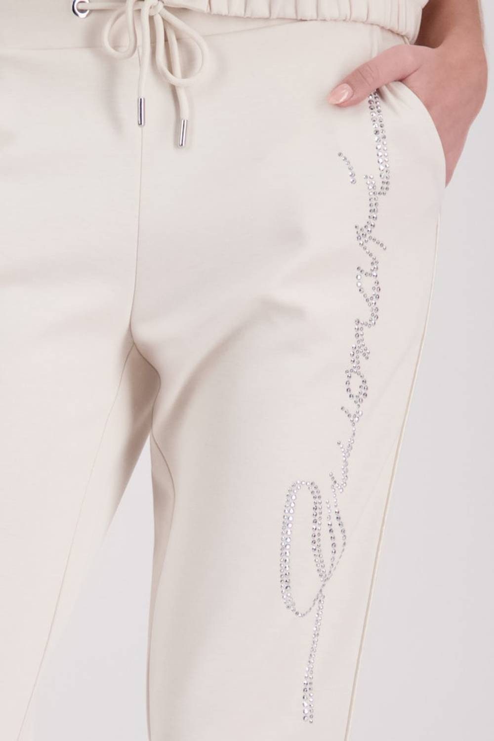 Monari Stoffhose Strasssteinbesatz für glamouröse Akzente