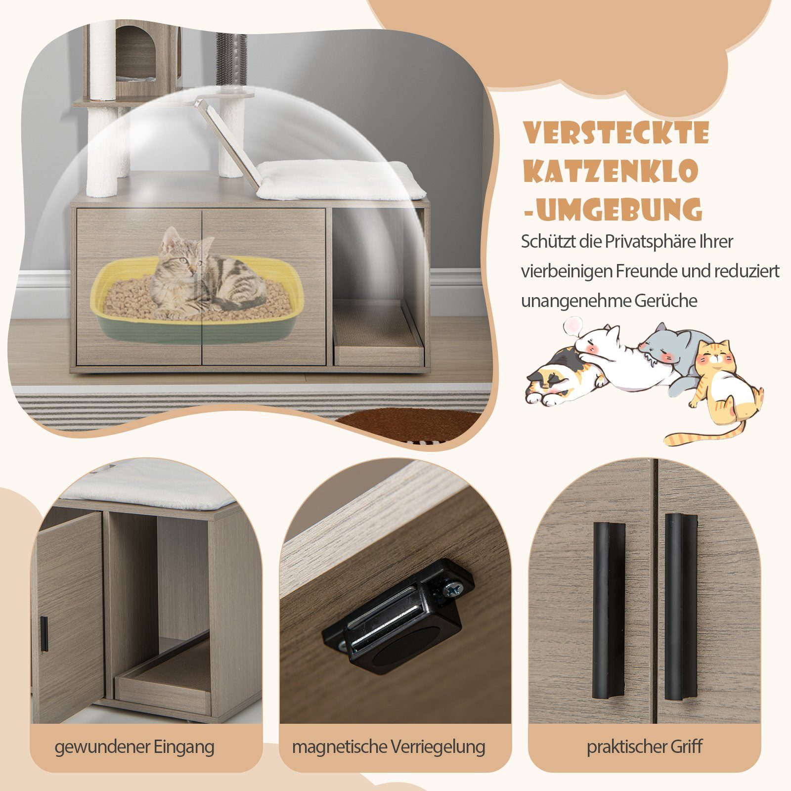 COSTWAY Kratzbaum, Katzentoilette Sisal mit Rampe