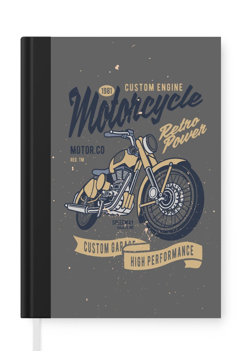 Motor MuchoWow Notizbuch Tagebuch, Seiten, - - Merkzettel, Illustration, Haushaltsbuch 98 Mancave Journal, - A5, Notizheft, Retro