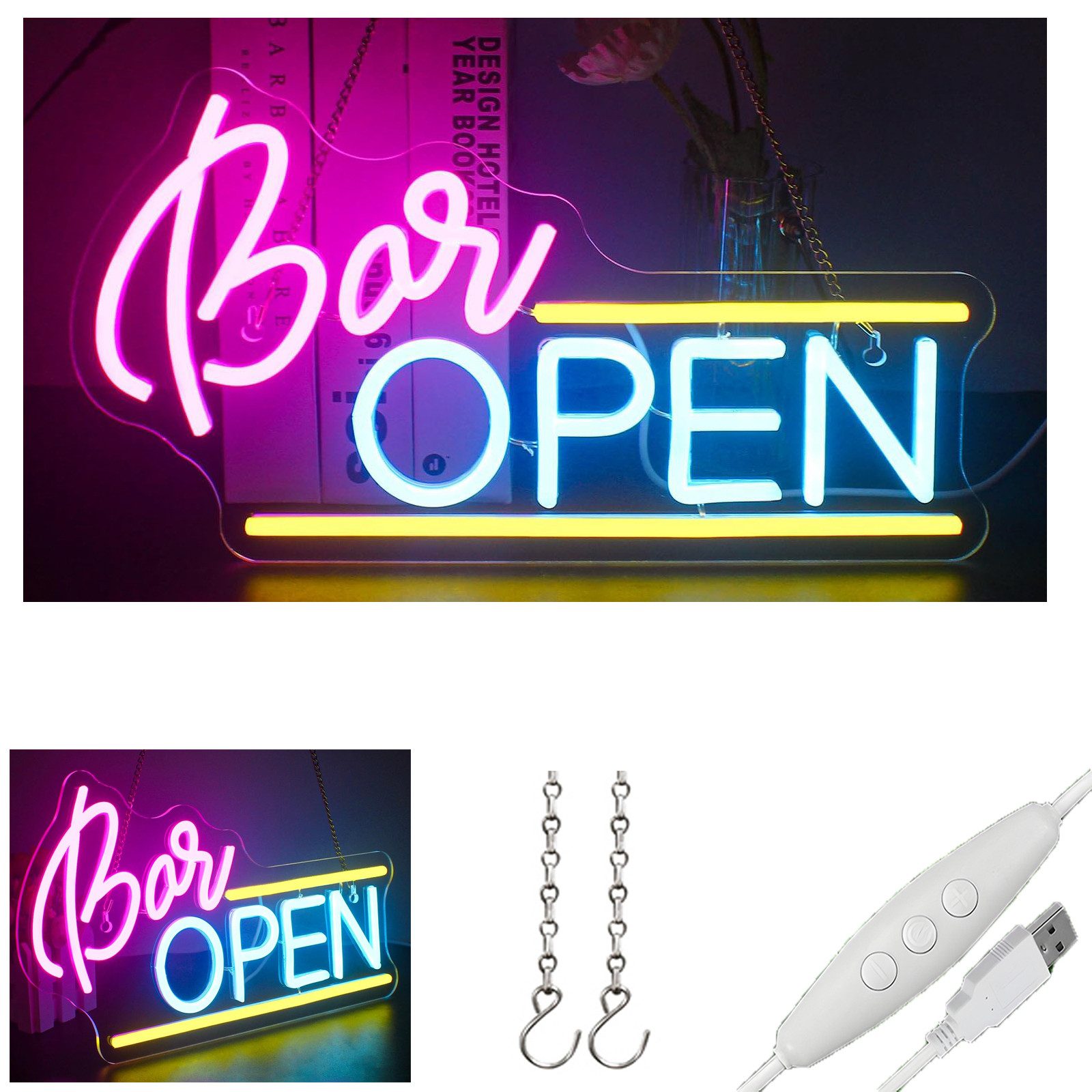 MUPOO LED Dekolicht LED-Neonschild Bar Dimmbar Neonlicht Ein-/Aus Schalter günstig online kaufen