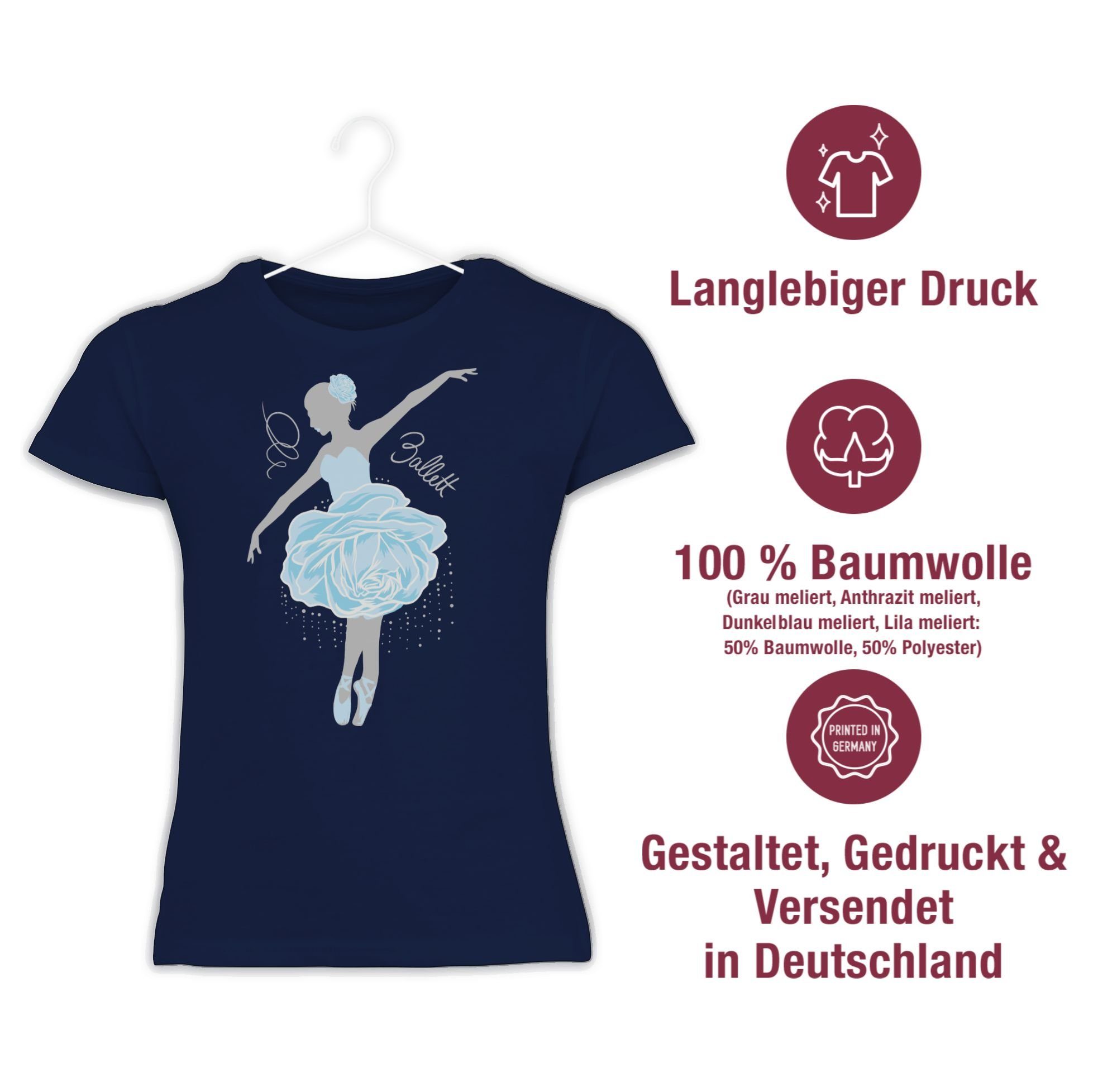 Shirtracer T-Shirt Ballerina - Dunkelblau Sport Kinder grau/blau Kleidung 03