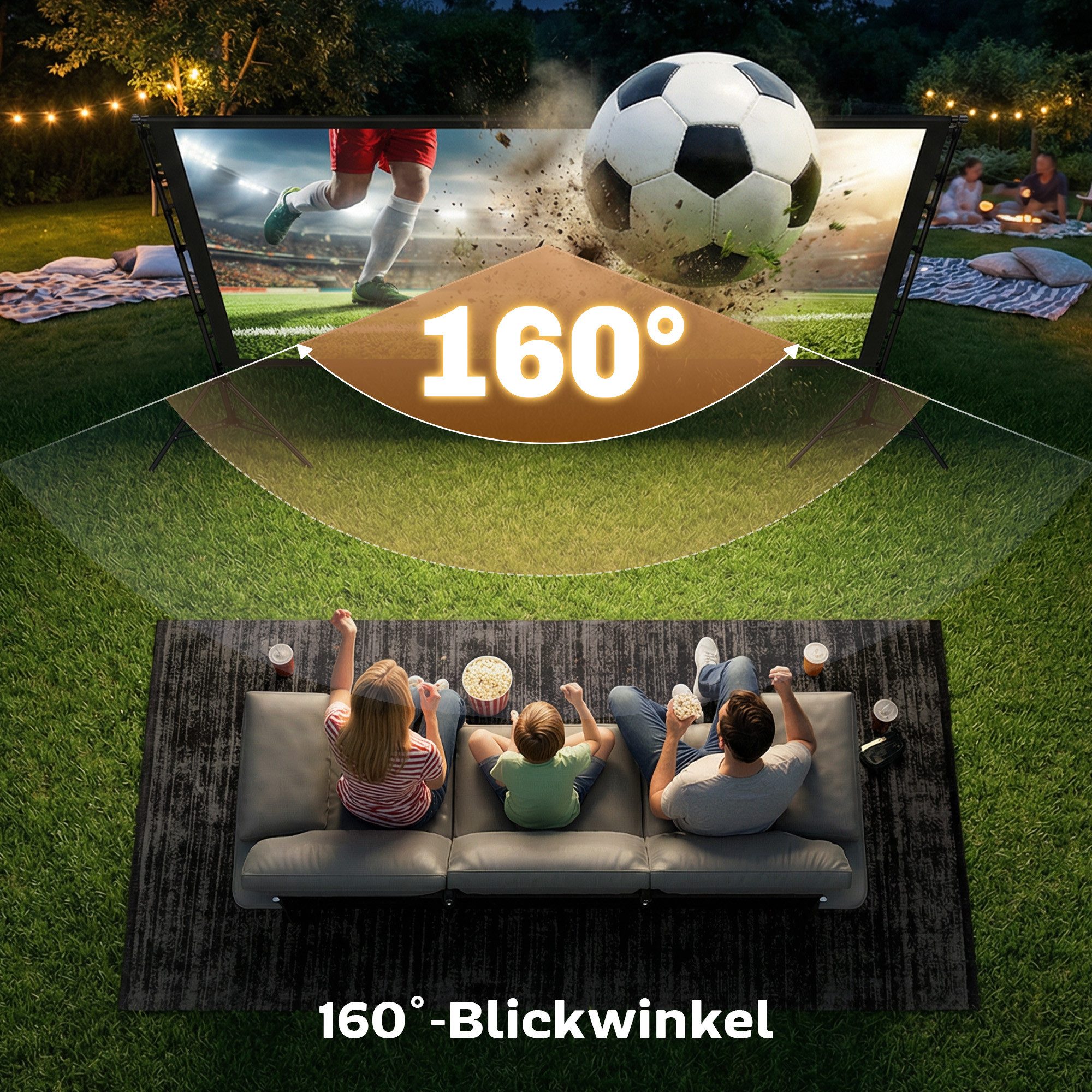 BlingBin Beamer Leinwand 100/120" 16:9 HD 4K/8K Projektionsleinwand mit Stativ Stativleinwand (160 Grad Betrachtungswinkel, Tragbare Doppelseitige Leinwand)
