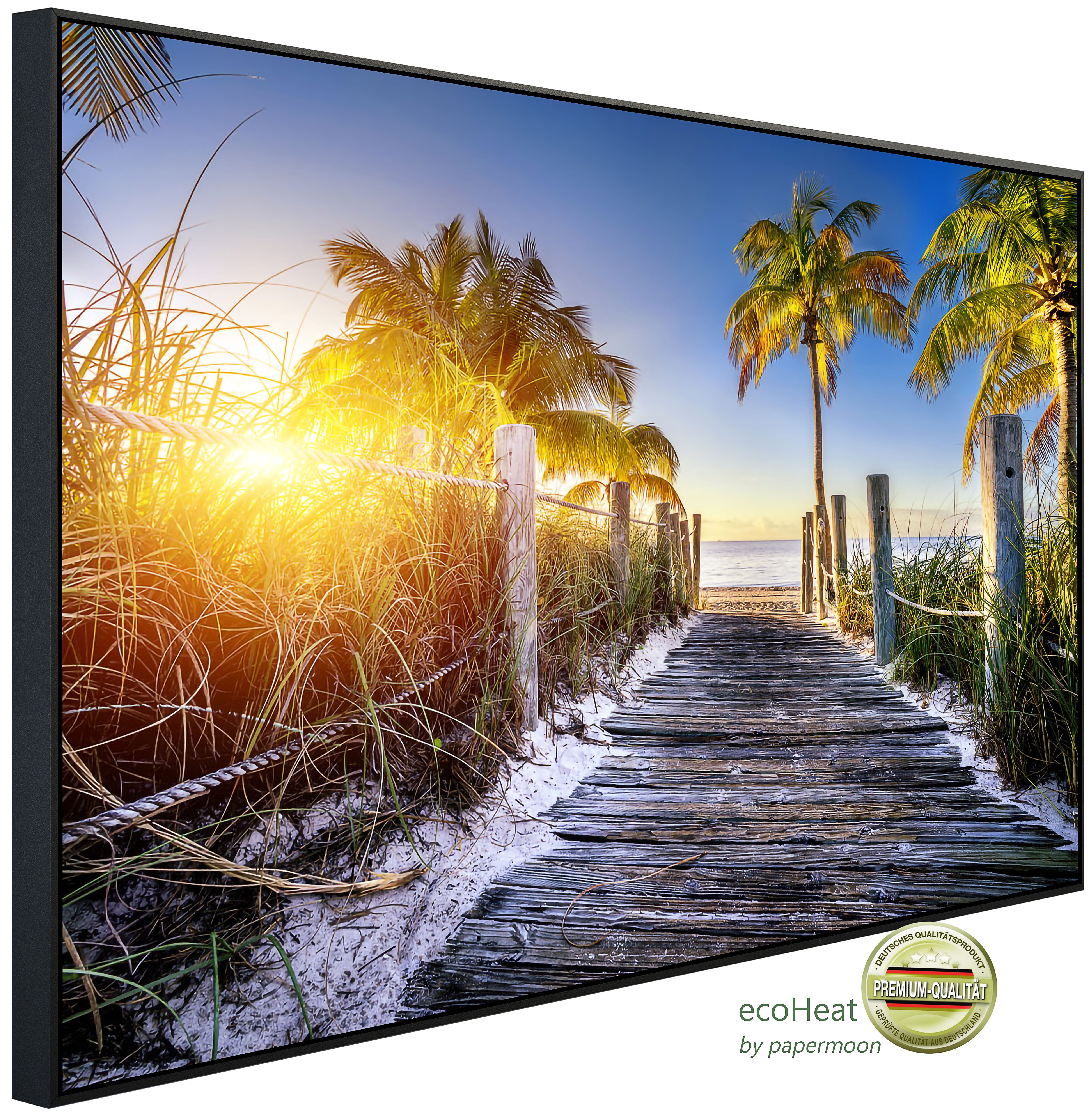 Papermoon Infrarotheizung INFRAROT-BILD-HEIZUNG, Strand mit Palmen, TÜV-Rheinland/GS zertifiziert, angenehme Strahlungswärme