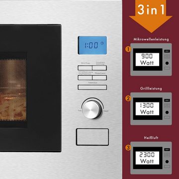 BOMANN Einbau-Mikrowelle MWG 3001 H EB, 3in1 Einbau-Mikrowelle mit Grill und Heißluft