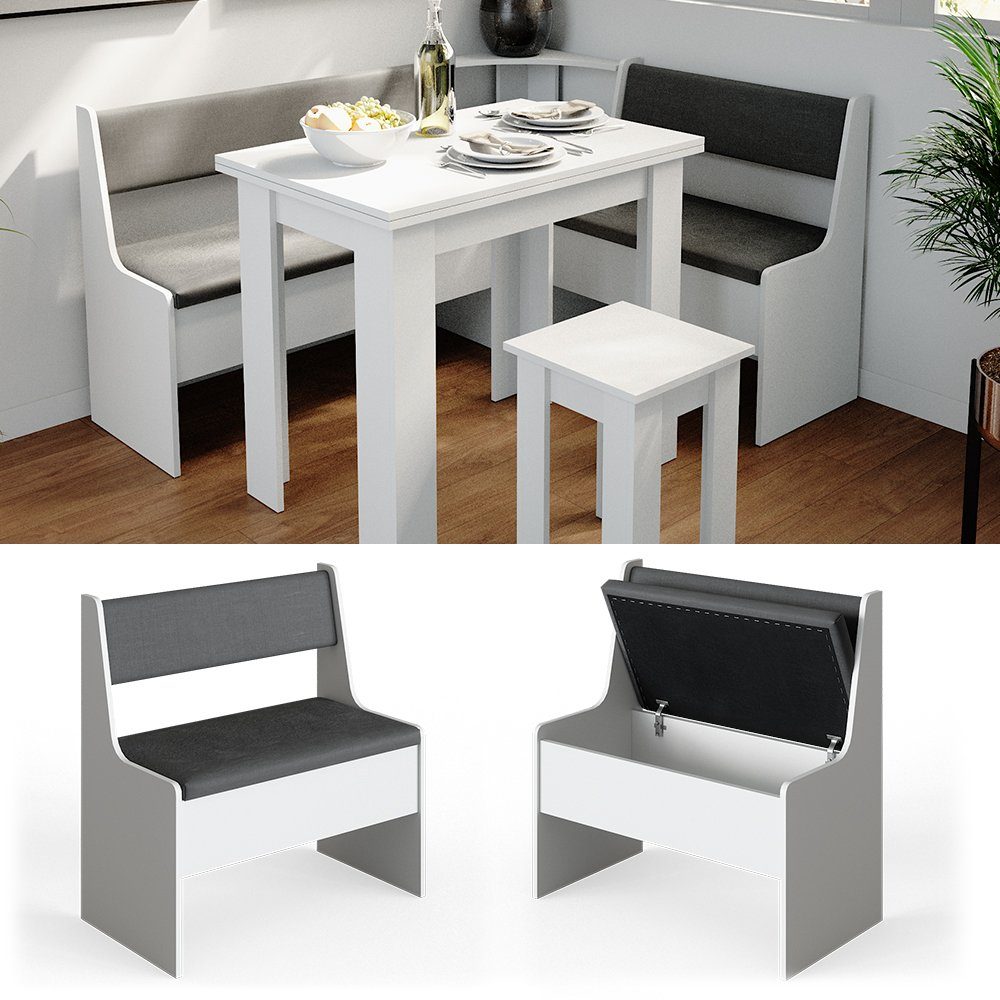 Vicco Sitzbank Roman, Weiß/Anthrazit, 76 x 42 cm (1-St)