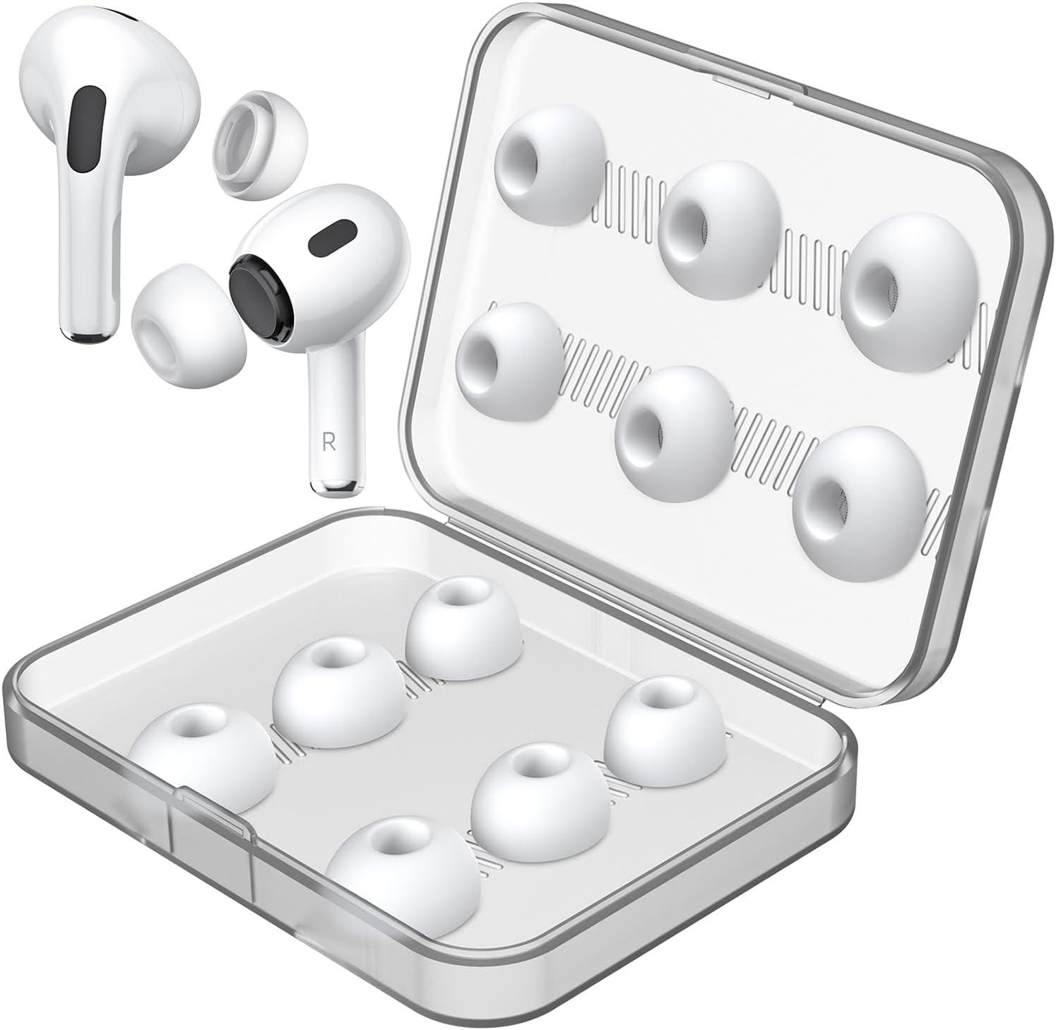 Coonoor Kopfhörer-Schutzhülle 12 Stück Ersatz-Ohrstöpsel für AirPods Pro/AirPods Pro 2, mit Geräuschreduzierungsloch, mit tragbarer Aufbewahrungsbox