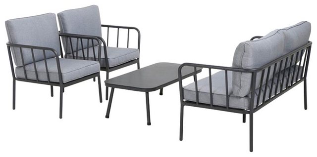 SIENA GARDEN Loungeset Casita, 11-tlg., 2er Sofa, 2 Sessel, Tisch 55x110 cm, Alu