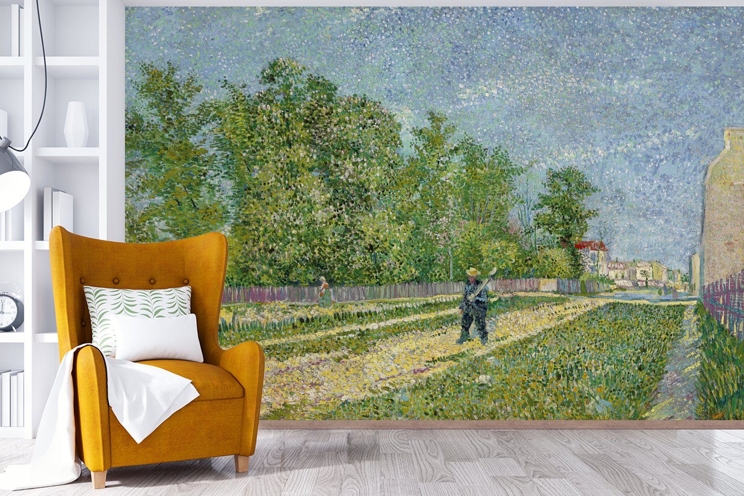 MuchoWow Fototapete Vororte (6 Wohnzimmer, bedruckt, für Wallpaper St), Vincent - Gogh, Paris Schlafzimmer, von van Tapete Vinyl Matt, Kinderzimmer