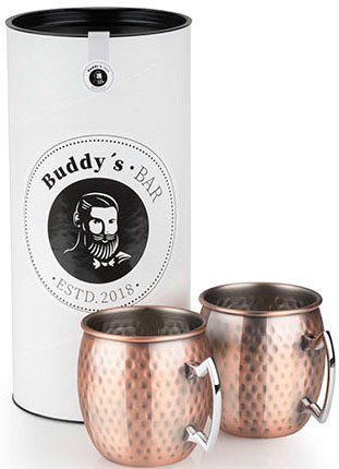 Buddy´s Moscow Edelstahl, Mule ml, 500 Edelstahl, Bar, hochwert. Becher Buddy's Hammerschlag-Effekt Becher,