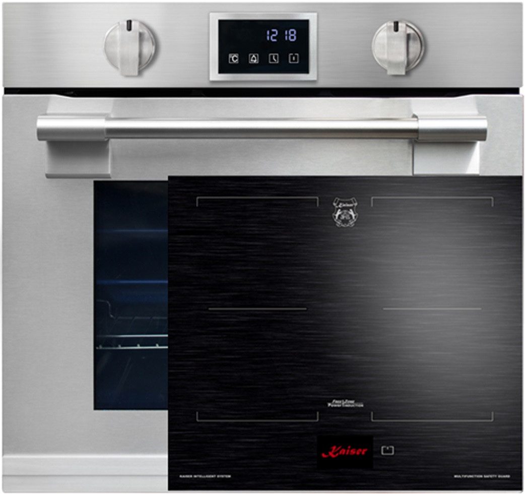 Kaiser Küchengeräte Backofen-Set Herd Set Autark Einbaubackofen XXL 86L, mit Pyrolyse & AirFry, Touchdisplay, Drehknebel, 11 Funktionen mit Induktionskochfeld 60 cm • TFT Display 4 Induktions-Kochzonen (Booster) davon 2 FlexInduktions-Zonen EH 6339+KCT 6140 FI, mit 1-fach-Teleskopauszug, Pyrolyse-Selbstreinigung