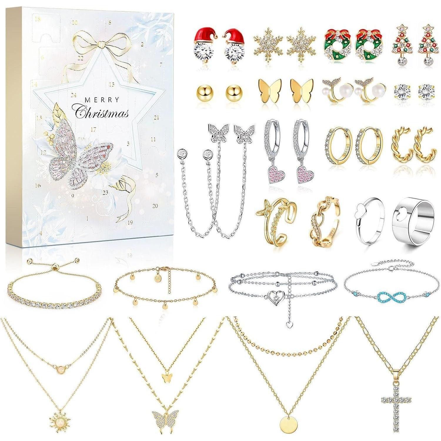 LuxusKollektion Schmuck-Adventskalender Schmuck Adventskalender 2026 24 Überraschungen Kette Ringe Ohrringe