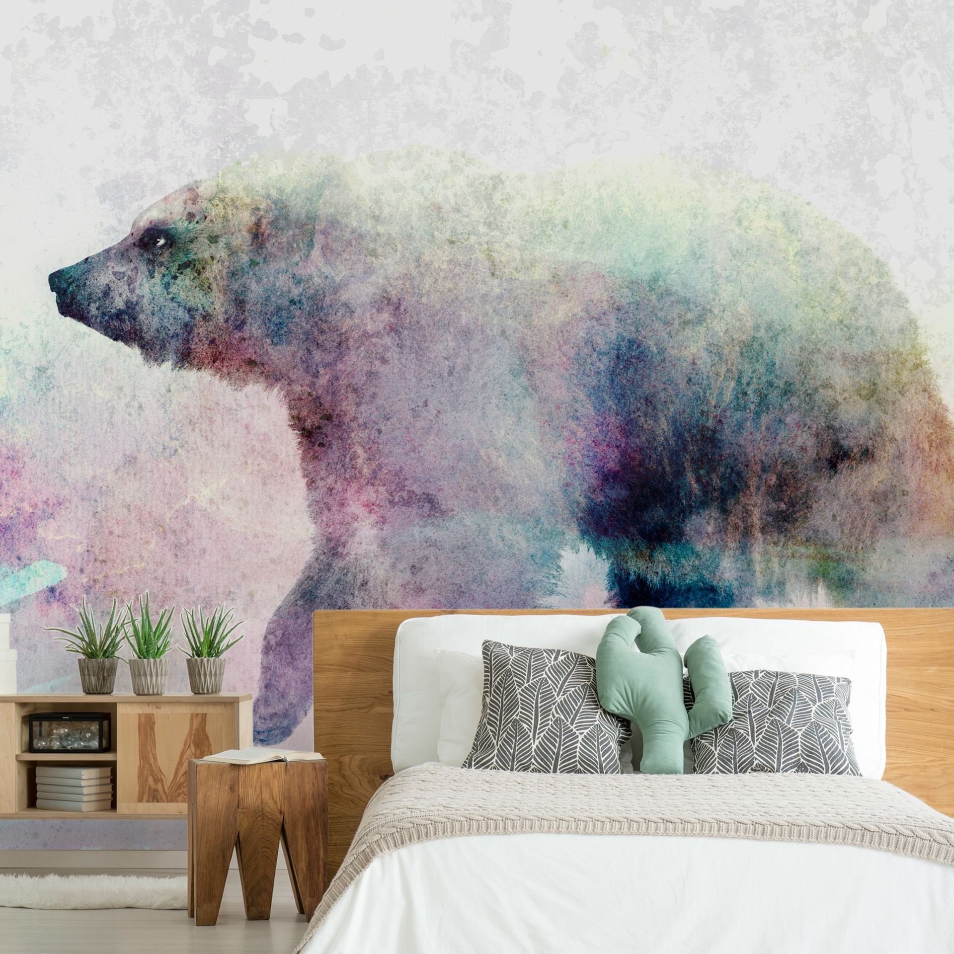KUNSTLOFT Vliestapete Lonely Bear 0.98x0.7 m, matt, lichtbeständige Design Tapete