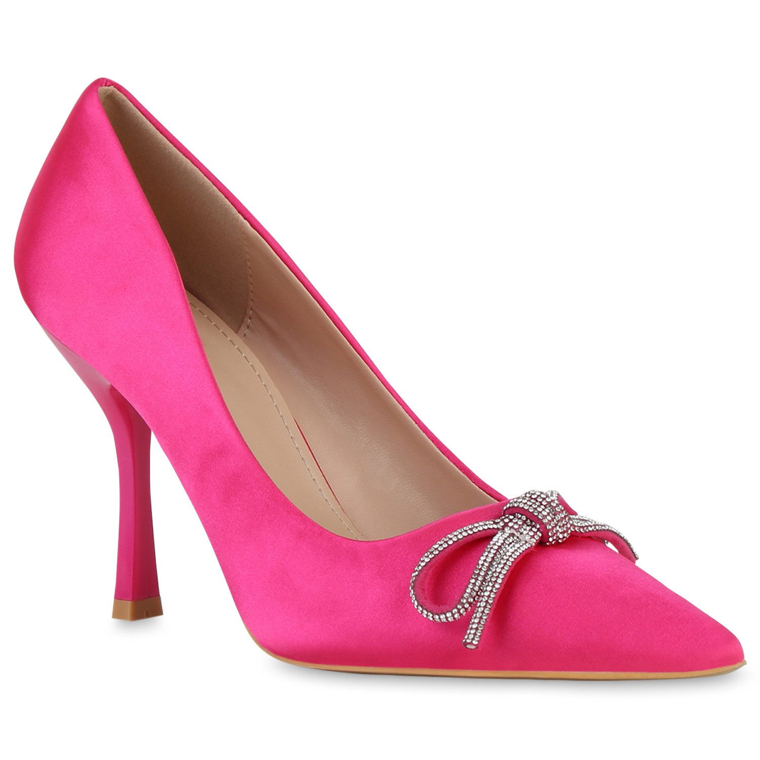 VAN HILL 839897 Pumps Damen Spitze Pumps Party Strass Schleifen Satinoptik günstig online kaufen