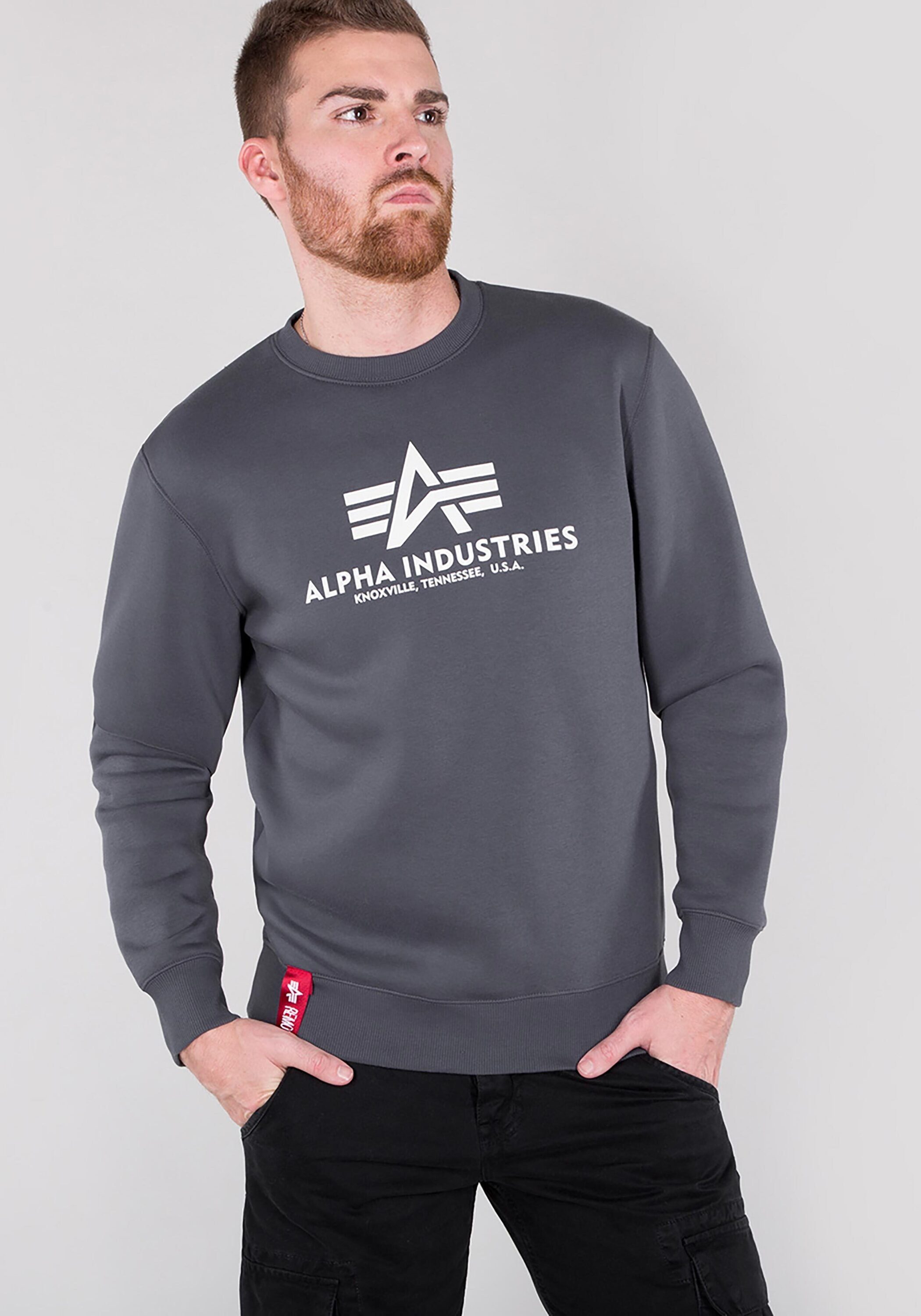 [Super günstiger Sonderpreis] Alpha Industries Sweater Alpha - Sweatshirts Industries greyblack Sweater Basic Men