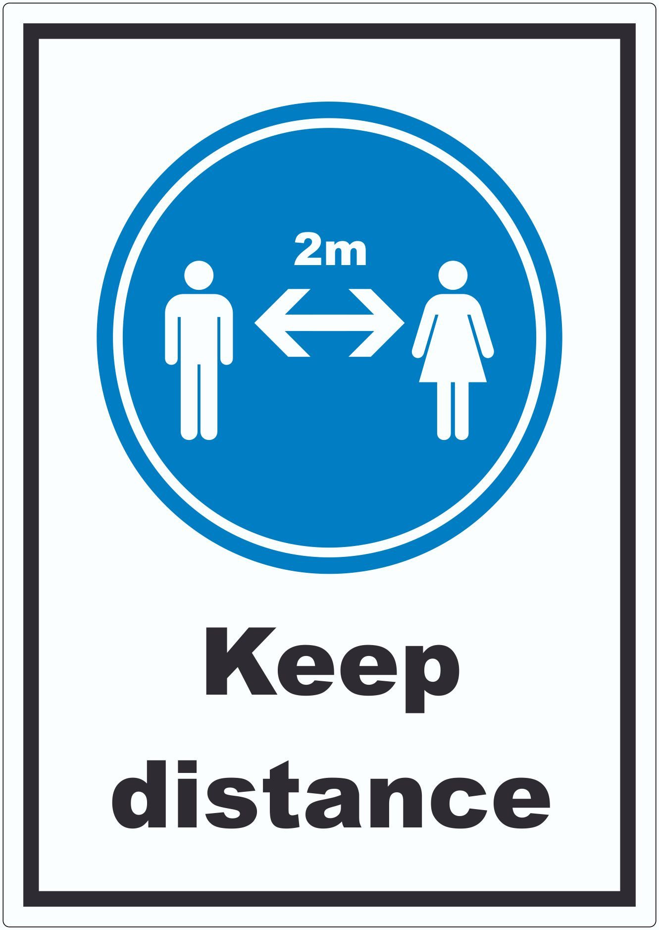 HB-Druck Aufkleber Keep distance Symbol und Text Aufkleber, wetterfest, UV-beständig, kratzfest