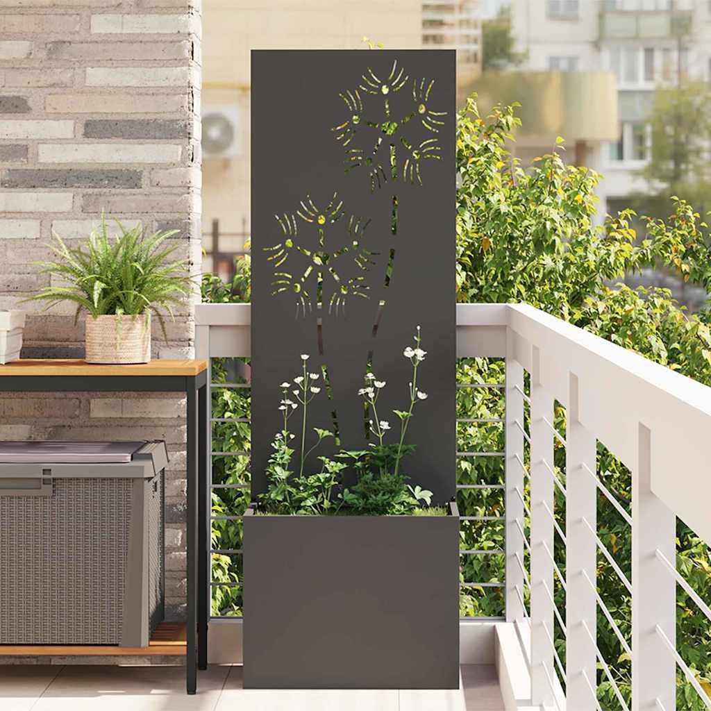 vidaXL Bild 50 x 32 x 150 cm Blumentopf mit dekorativem Paneel Schwarz 50x140 cm