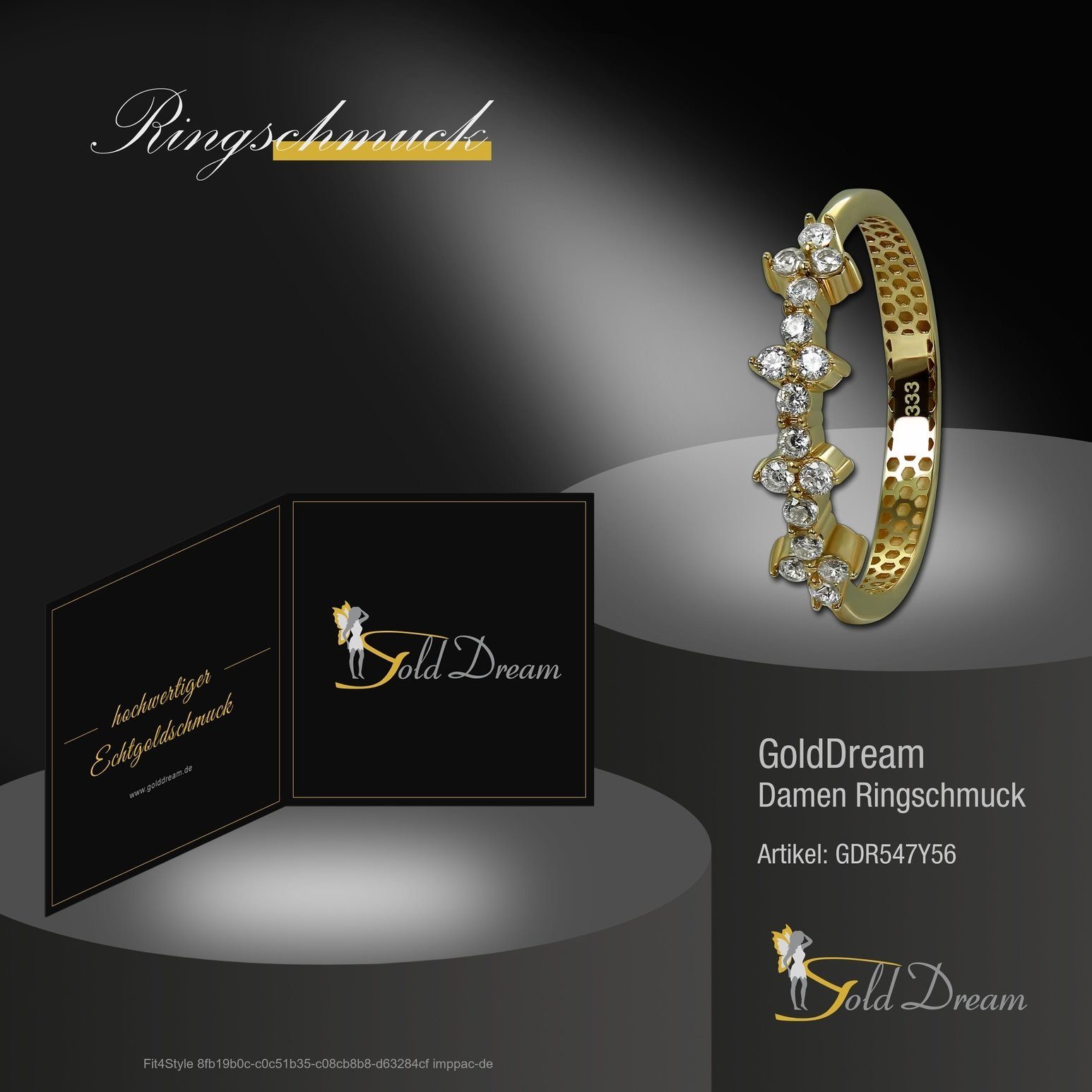 Goldring Gold Blümchen Ring Gelbgold - (Fingerring), Damen Gr.56 Blümchen Ring 8 Karat, 333 GoldDream gold, GoldDream Farbe: weiß