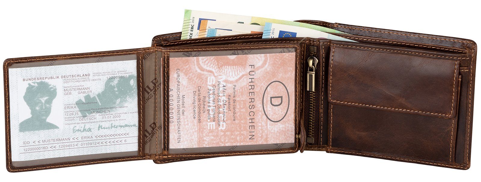 Wild Things Only !!! Geldbörse RFID echt Leder Portemonnaie Geldbörse Geldbeutel Herren Querformat, RFID Schutz – Bild 4 von 5