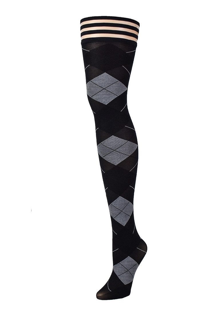 Kix'ies Halterlose Тонкі панчохи Kixies Kimmie halterlose Гольфи Karomuster schwarz S - XL (1-Paar) elegant und sexy