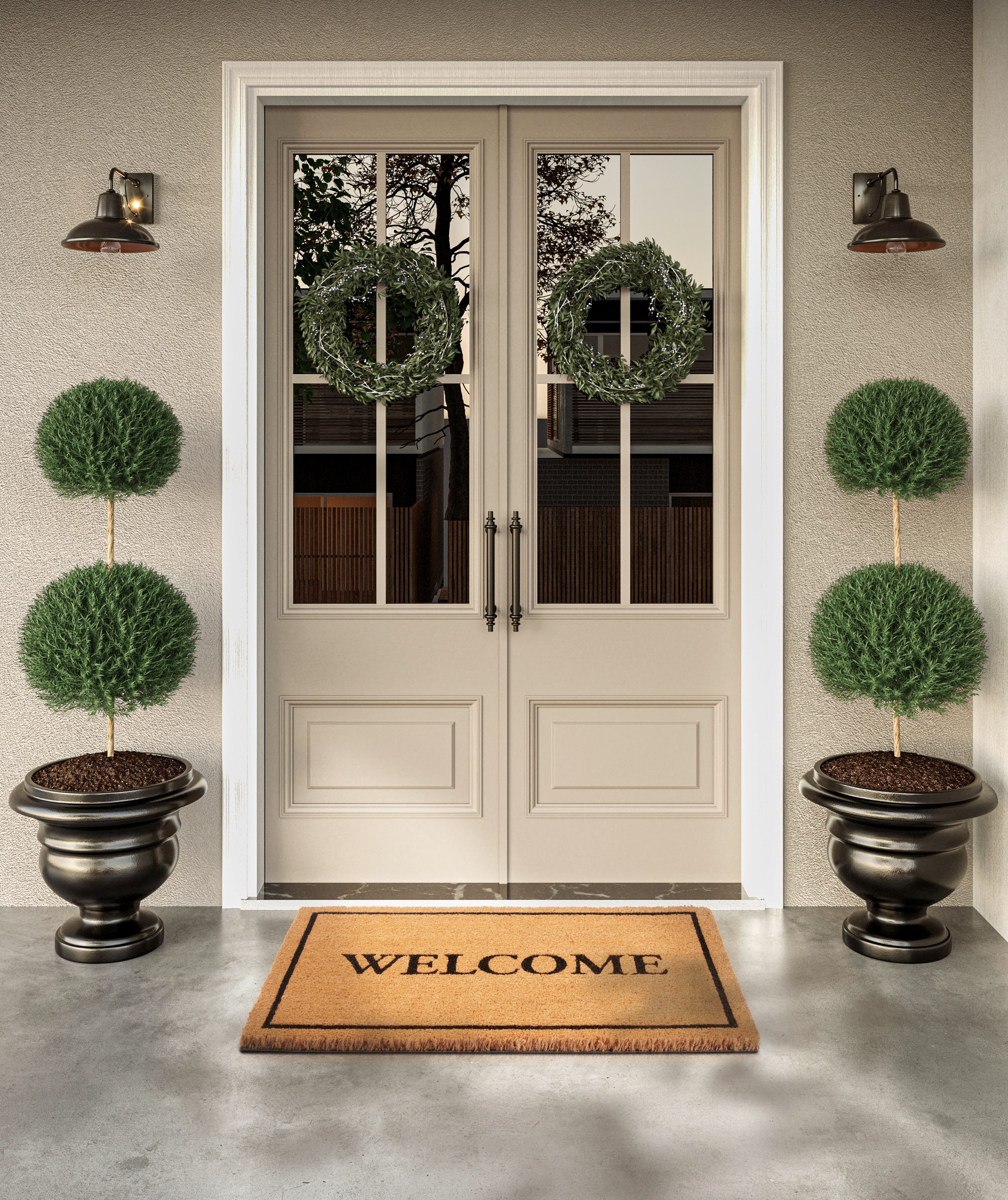 Villeroy & Boch Fußmatte Caroline Welcome, Türmatte, rechteckig, Höhe: 23 mm, Robust, Innen, Außen, Schmutzabtreter, Wetterfest, Natur, Kokos
