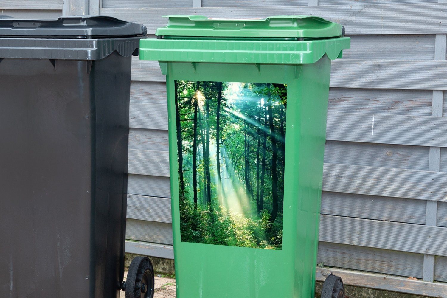 St), (1 im Licht Sticker, Container, Mülleimer-aufkleber, Wald Wandsticker MuchoWow Abfalbehälter Mülltonne,