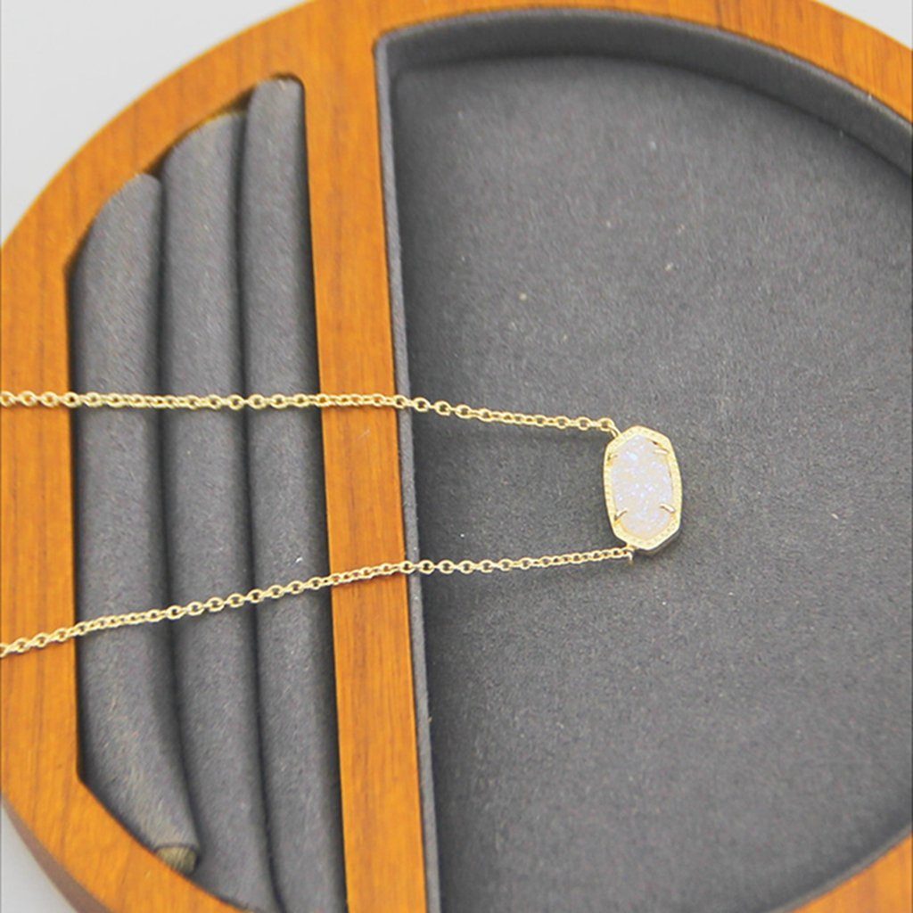 WaKuKa Charm-Kette Ovale kurze weißem Quarz, Halskette, Halskette Schlüsselbeinkette (1-tlg) aus