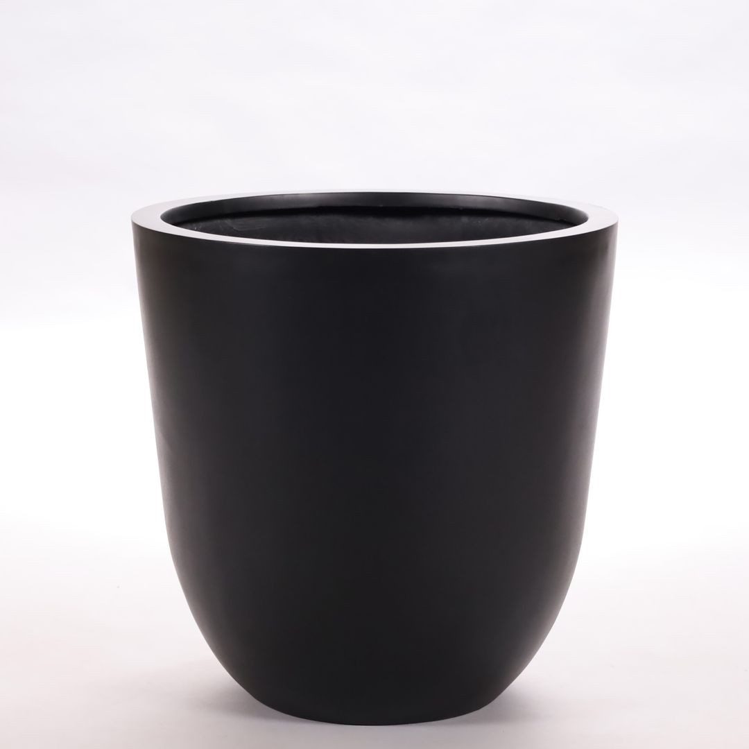 Pflanzkübel Fiberglas Schale rund konisch D40xH40cm elegant schwarz-matt