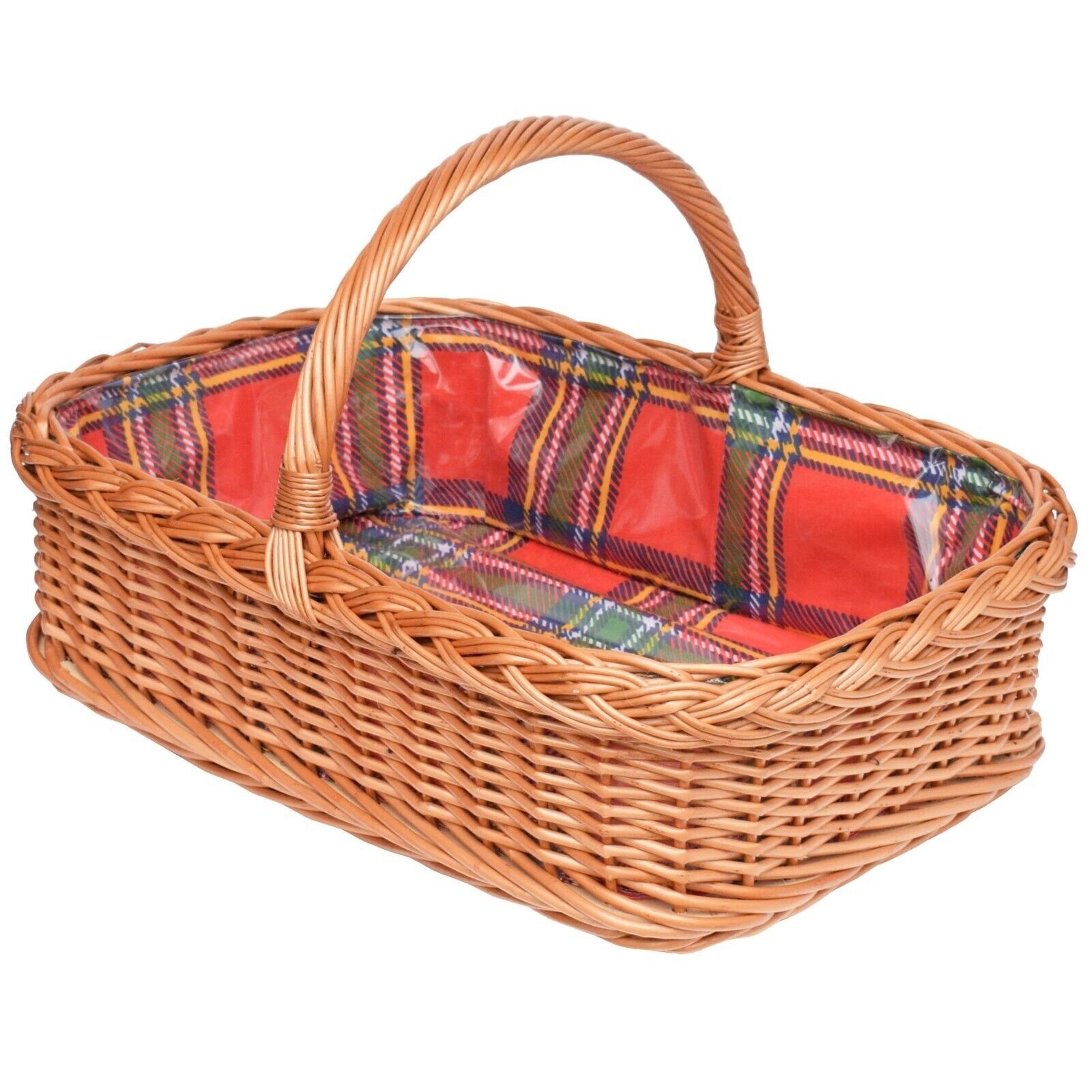 YULKA Flechtkorb Handgeflochtenes Großes Weidentablett, Serviertablett mit Griffen, Frühstückstablett mit Stoffeinlage