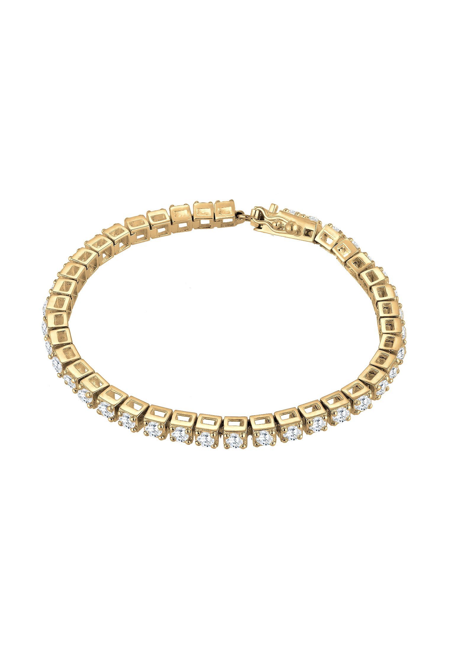 Zirkonia Tennisarmband Gold 925 Kristalle Premium Elli Silber Armband mit