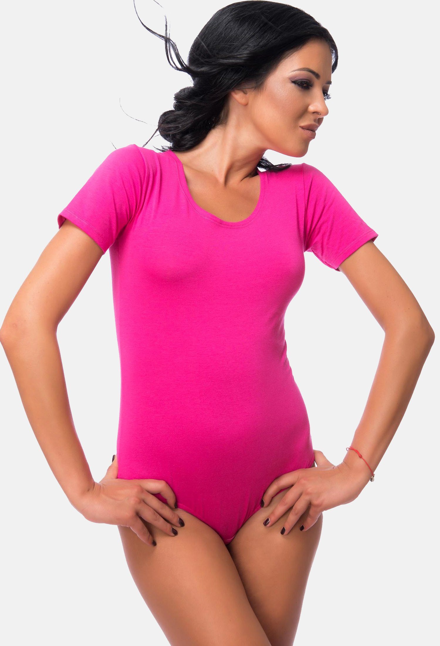 Evoni Body für Damen Kurzarm T-Shirt-Body mit Rundhals