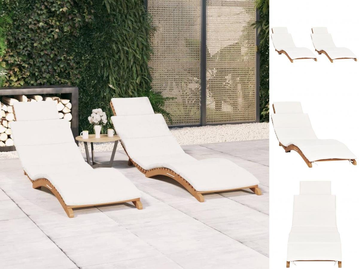 vidaXL Wellnessliege »Sonnenliegen 2 Stk mit Auflagen Massivholz Teak