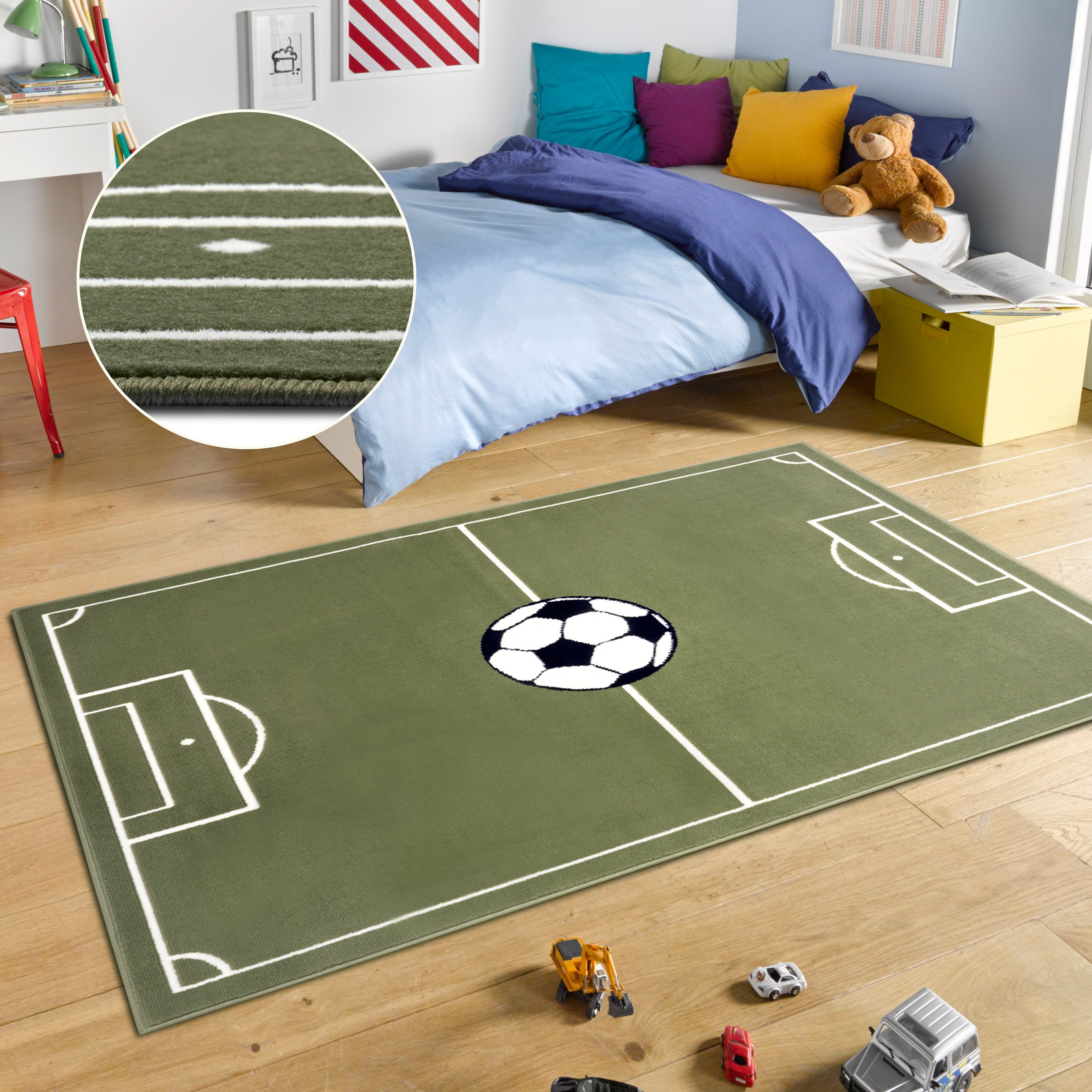 HANSE Home Teppich Estadio, rechteckig, Höhe: 8 mm, Kinderteppich, Spielteppich, Spielunterlage, Fußball, Kinderzimmer