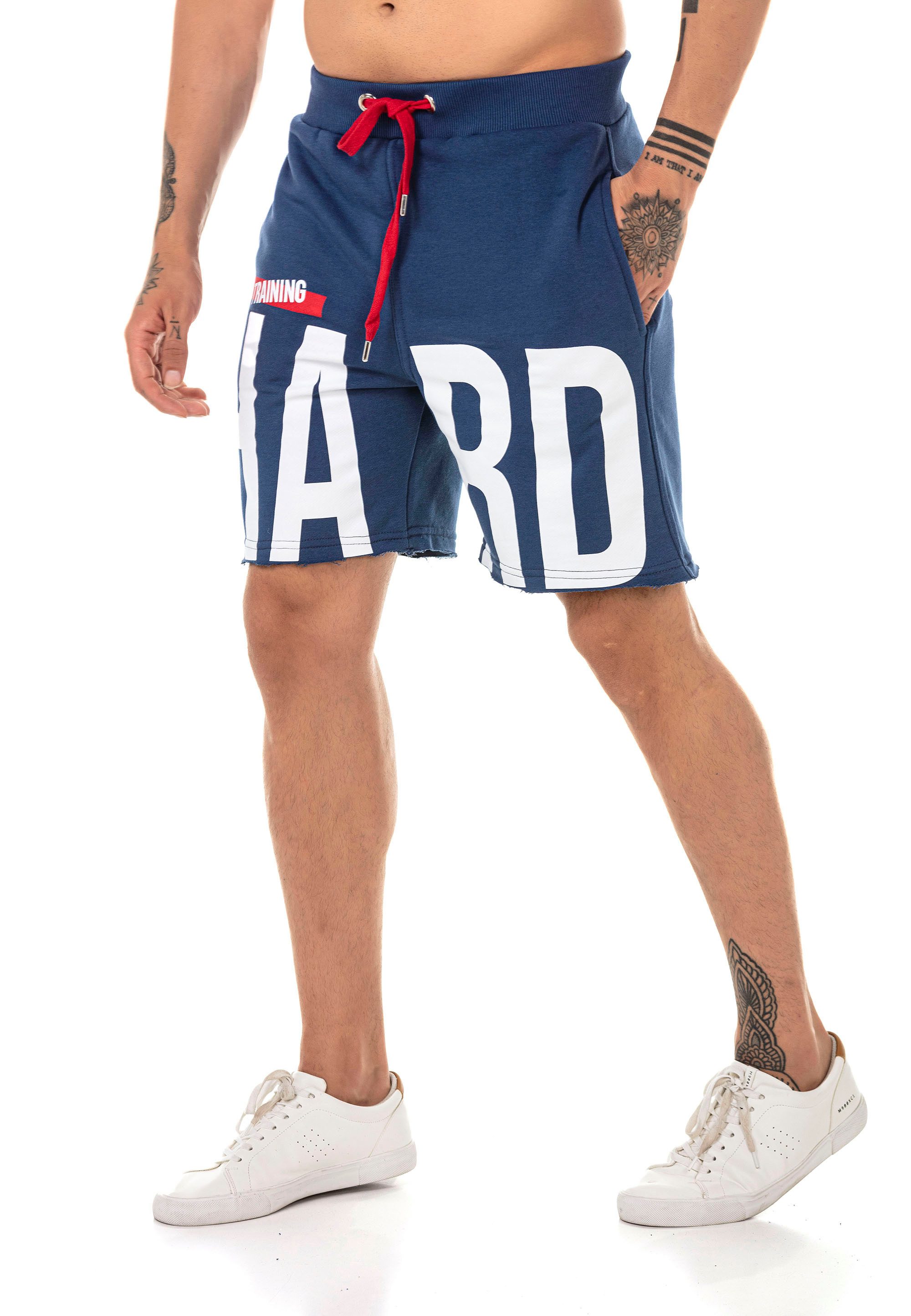 RedBridge Sweatshorts Red Bridge Herren Short Kurze Hose Sweatpant Jogginghose farbiger Tunnelzug, elastischer Bund, fransige Beinenden