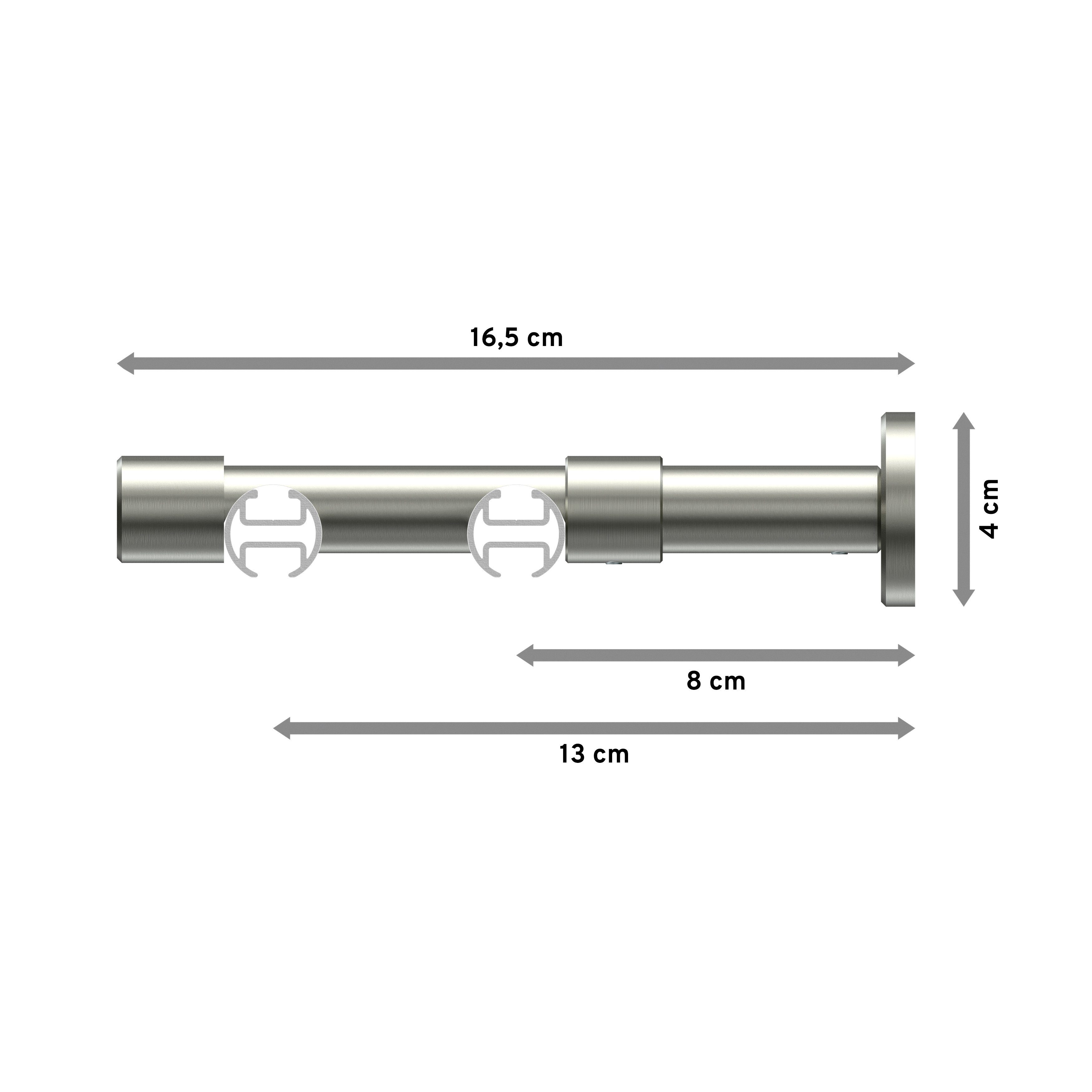 Wandmontage, Prestige Tanara, mm, Edelstahl-Optik Gardinenstange 20 Ø 2-läufig, INTERDECO,