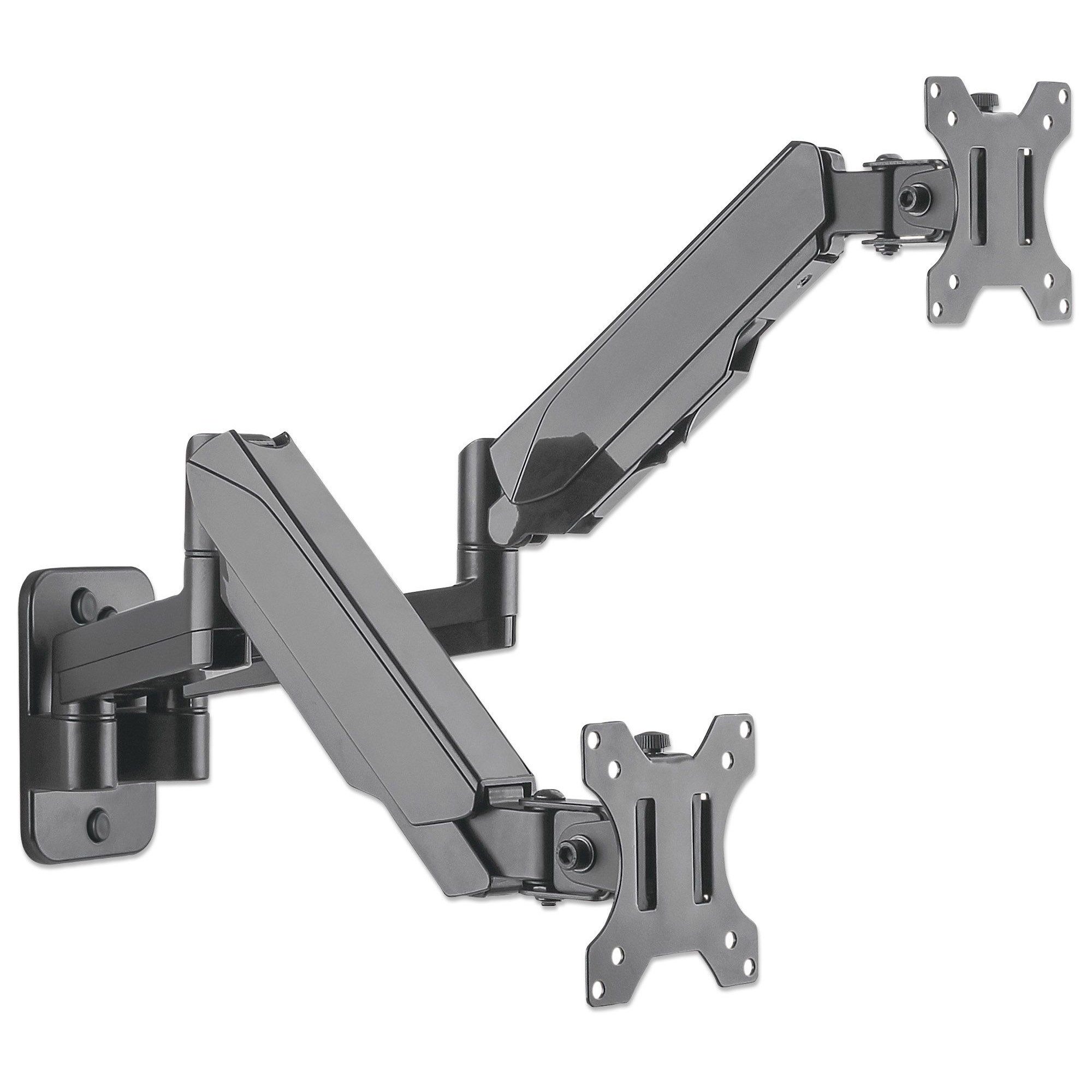 MANHATTAN Wandhalterung Monitorhalterung Schwenkarm Wandarm, (bis 32.0 Zoll, Spar-Set, 2-tlg., bis 32 Zoll schwenkbar, Gasdruckfeder, schwenkbar, neigbar, 8 kg)