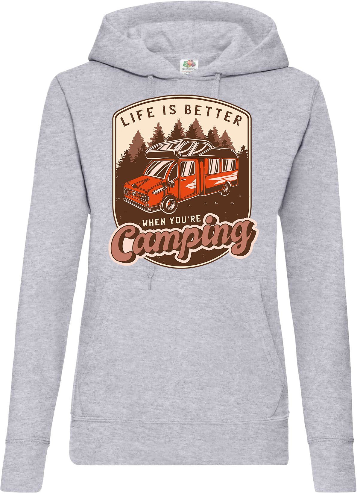 Youth Designz Kapuzenpullover Life Is Better When You´re Camping Damen  Hoodie Pullover mit trendigem Camper Frontprint