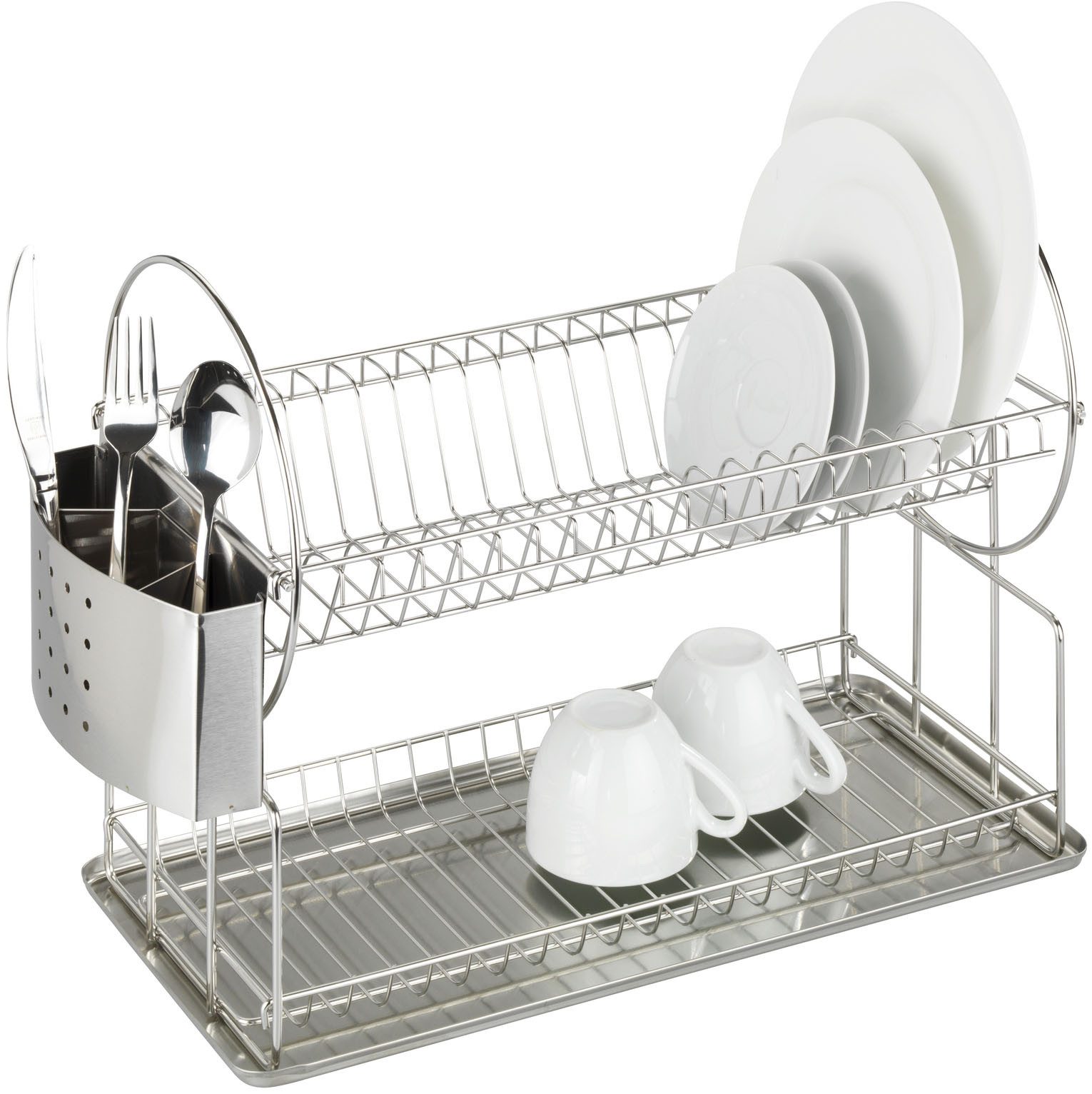 WENKO Geschirrständer Modell Exclusiv Duo, Geschirrabtropfer, 2 Etagen, mit Besteckkorb und Auffangschale
