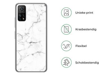 MuchoWow Handyhülle Marmor - Weiß - Grau - Luxus - Marmoroptik - Strukturiert, Phone Case, Handyhülle Xiaomi Mi 10T, Silikon, Schutzhülle