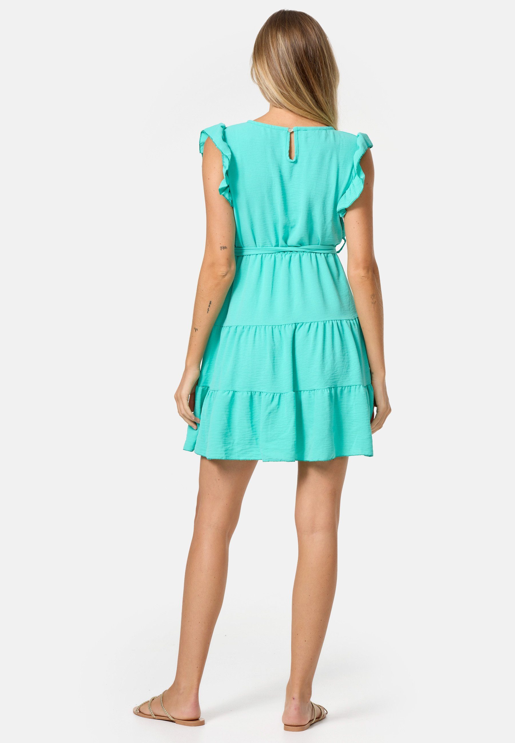 Grün Minikleid in mit (Sommerkleid SELECTED PM-27 Kleid PM Midi Rüschen Einheitsgröße)